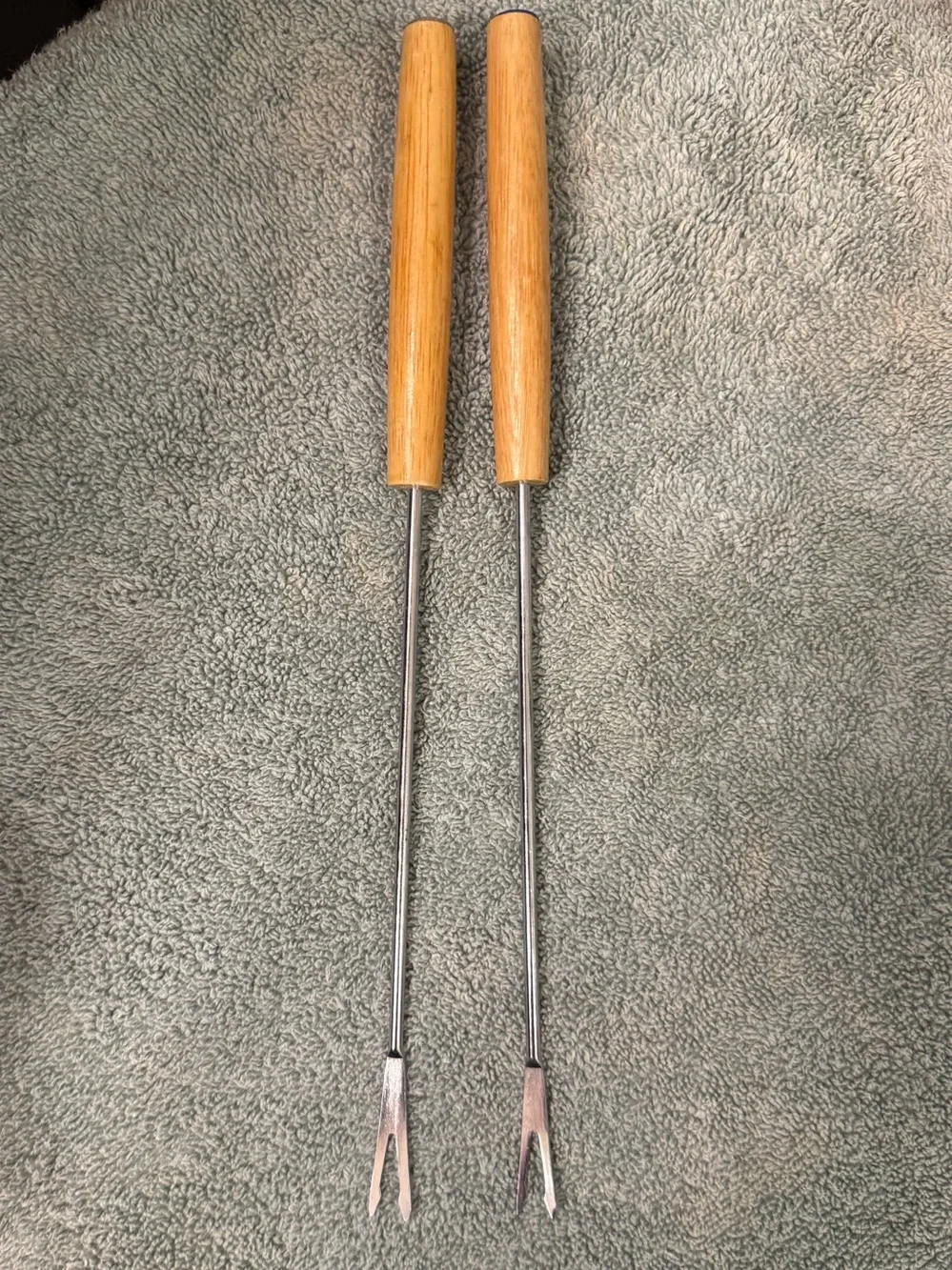 Wood Handle Fondue Fork Set in Natural Wood